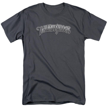 Charcoal men's regular fit t-shirt with The Three Stooges Metallic Logo graphic