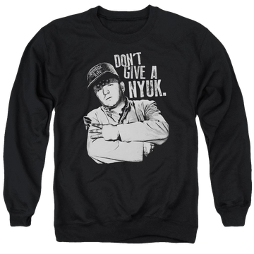 Black men's crewneck sweatshirt with The Three Stooges Give A Nyuk graphic