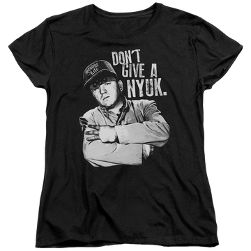 Black women's t-shirt with The Three Stooges Give A Nyuk graphic