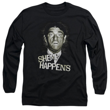 Black men's long sleeve t-shirt with The Three Stooges Shemp Happens graphic