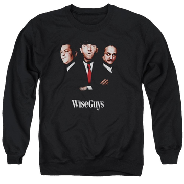 Black men's crewneck sweatshirt with The Three Stooges Wiseguys graphic