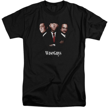Black men's tall fit t-shirt with The Three Stooges Wiseguys graphic