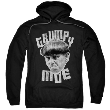 Black pullover hoodie with The Three Stooges Grumpy Moe graphic