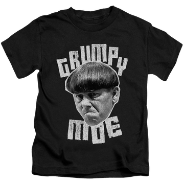 Black kid's t-shirt for ages 4 to 7 with The Three Stooges Grumpy Moe graphic