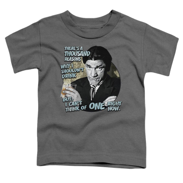 Charcoal toddler t-shirt with The Three Stooges Drink graphic