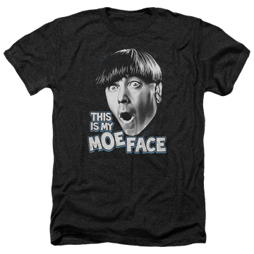 Charcoal men's heather t-shirt with The Three Stooges Moe Face graphic