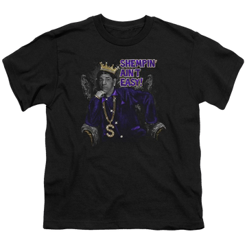 Black youth t-shirt for ages 8 to 12 with The Three Stooges Shempin graphic
