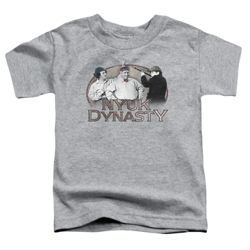 Athletic heather toddler t-shirt with The Three Stooges Nyuk Dynasty graphic