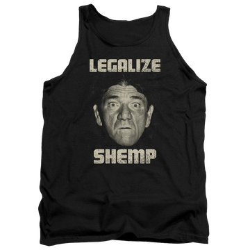 Black men's tank with The Three Stooges Legalize Shemp graphic