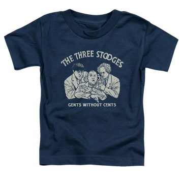 Navy toddler t-shirt with The Three Stooges Without Cents graphic