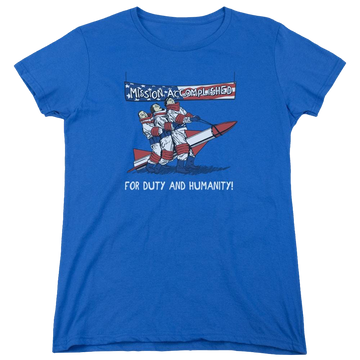 Royal women's t-shirt with The Three Stooges Mission Accomplished graphic