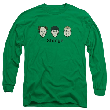 Kelly green men's long sleeve t-shirt with The Three Stooges Stooge graphic