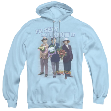 Light blue pullover hoodie with The Three Stooges Sexy graphic