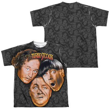 The Three Stooges Stooges All Over youth all-over print t-shirt for ages 8 to 12
