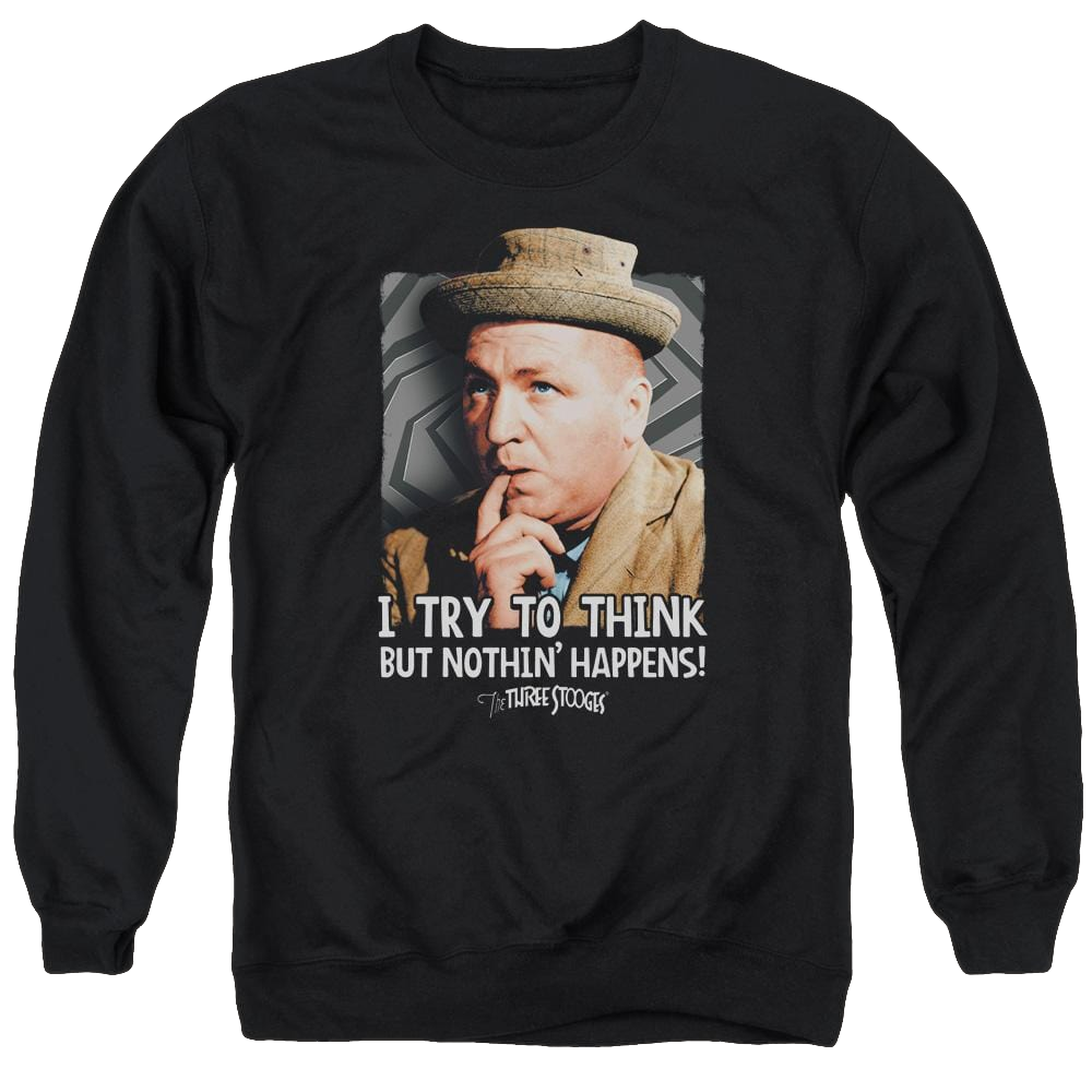 The Three Stooges Try To Think Men's Crewneck Sweatshirt Men's Crewneck Sweatshirt The Three Stooges
