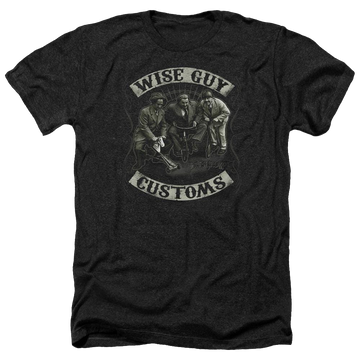 Charcoal men's heather t-shirt with The Three Stooges Wise Guy Customs graphic