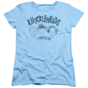 Light blue women's t-shirt with The Three Stooges Knuckleheads graphic