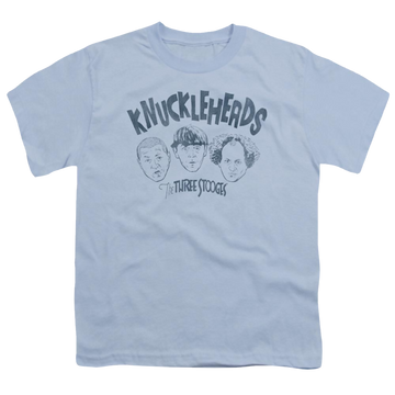 Light blue youth t-shirt for ages 8 to 12 with The Three Stooges Knuckleheads graphic