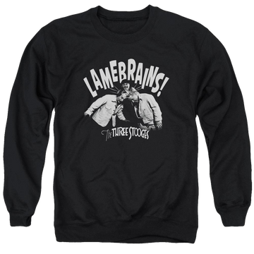 Black men's crewneck sweatshirt with The Three Stooges Lamebrains graphic