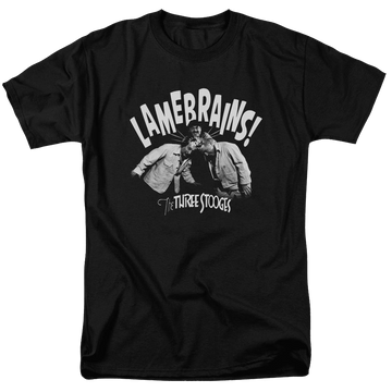 Black men's regular fit t-shirt with The Three Stooges Lamebrains graphic