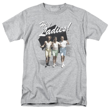 Athletic heather men's regular fit t-shirt with The Three Stooges Hey Ladies graphic