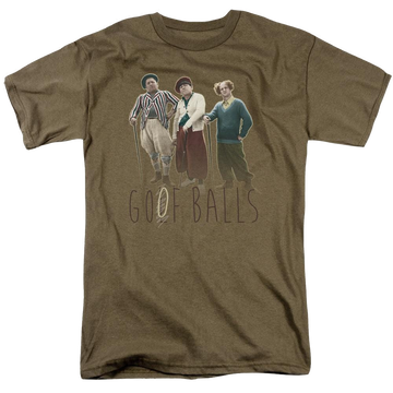 Safari green men's regular fit t-shirt with The Three Stooges Goof Balls graphic