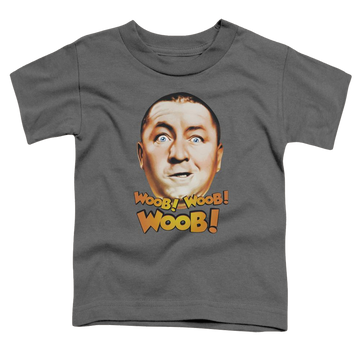 Charcoal toddler t-shirt with The Three Stooges Woob Woob graphic
