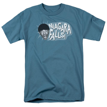 Slate men's regular fit t-shirt with The Three Stooges Niagara Falls graphic