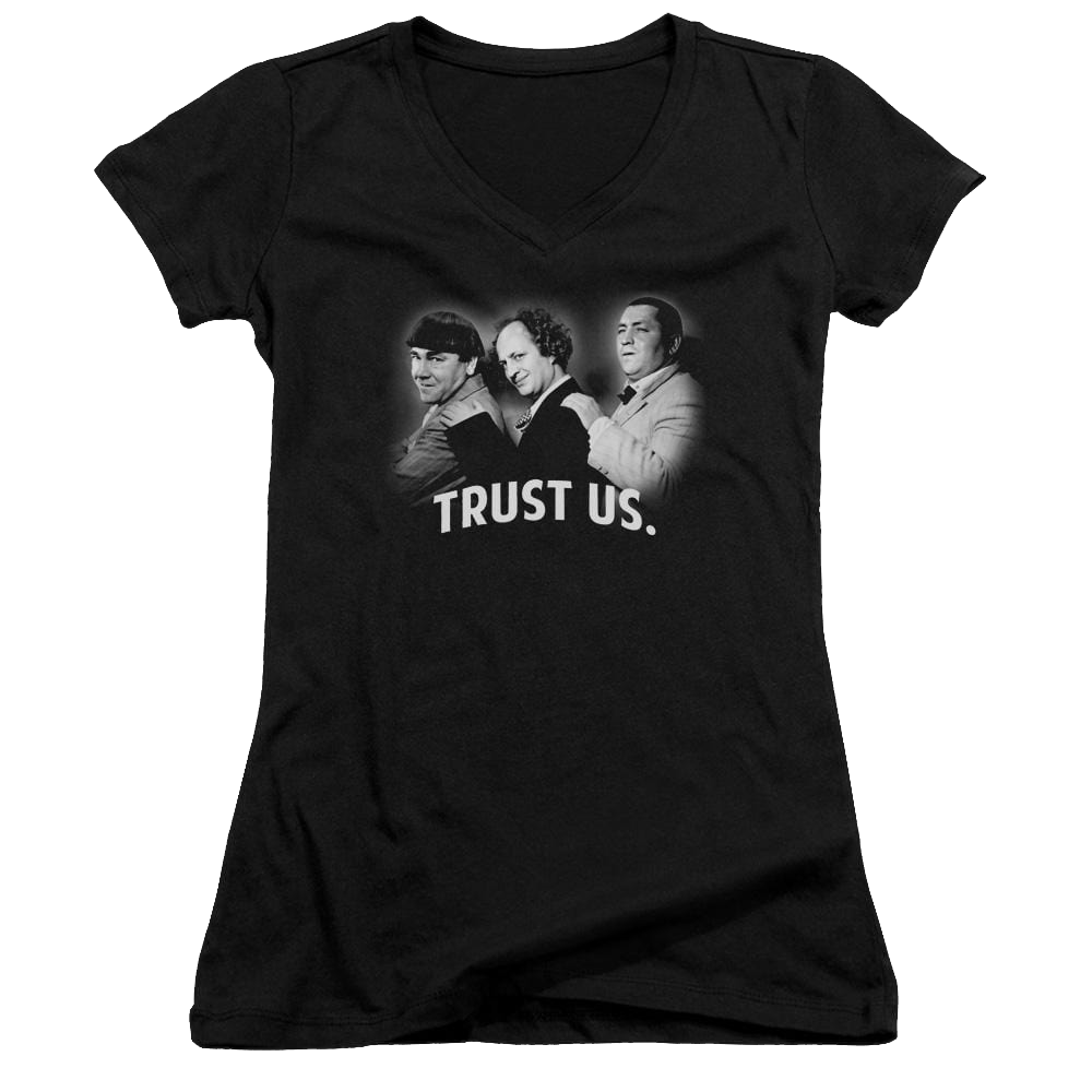 The Three Stooges Turst Us Juniors V-Neck T-Shirt Juniors V-Neck T-Shirt The Three Stooges