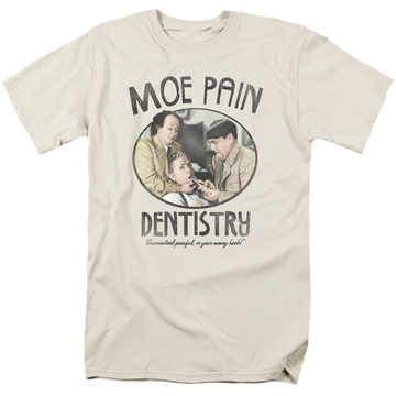 Cream men's regular fit t-shirt with The Three Stooges Moe Pain graphic