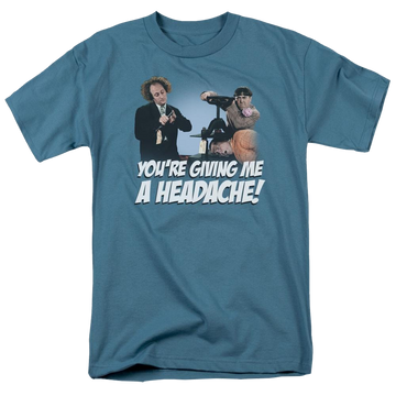 Slate men's regular fit t-shirt with The Three Stooges Headache graphic