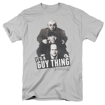 Silver men's regular fit t-shirt with The Three Stooges Guy Thing graphic