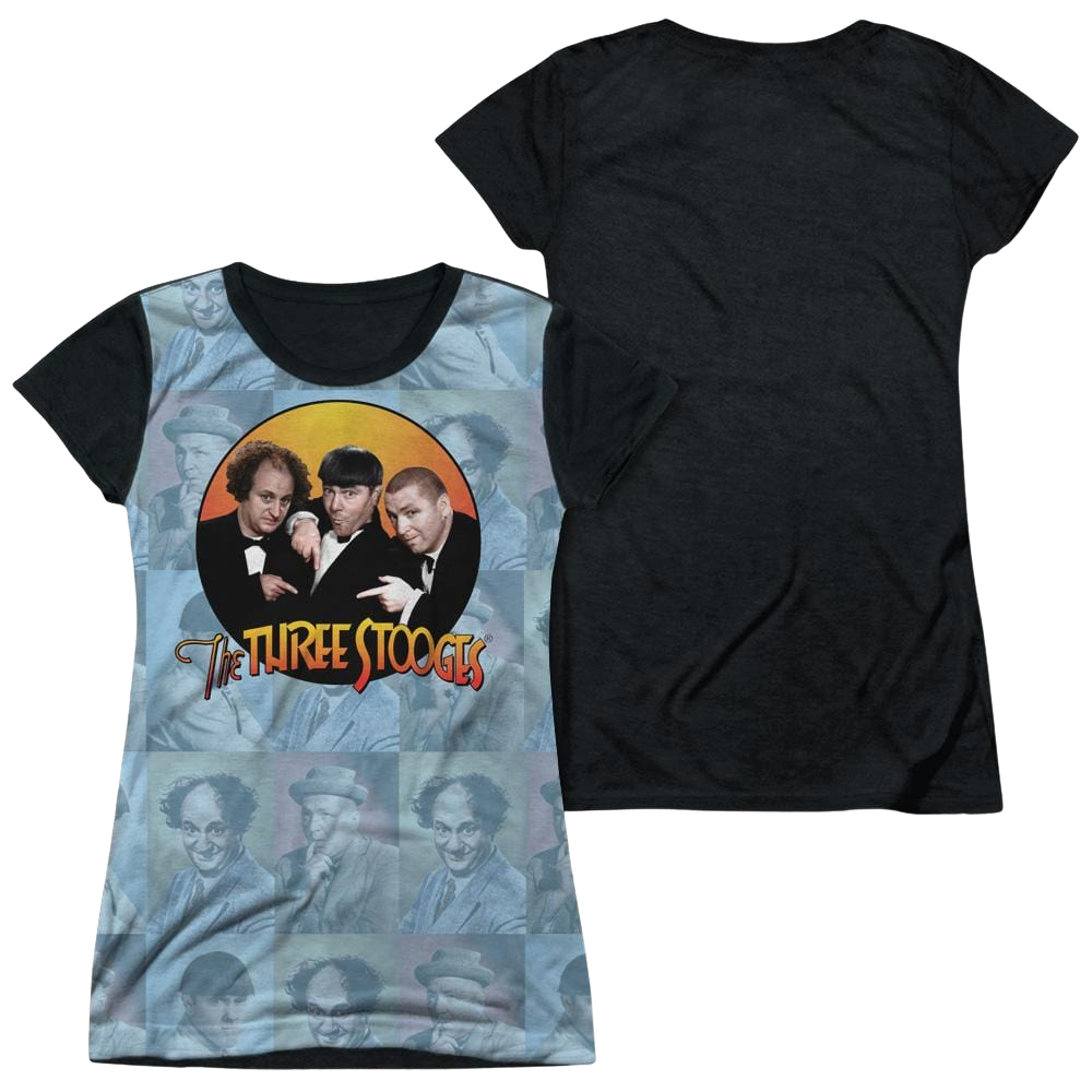 The Three Stooges Portraits Juniors Black Back T-Shirt Juniors Black Back T-Shirt The Three Stooges
