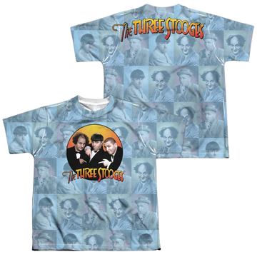The Three Stooges Portraits youth all-over print t-shirt for ages 8 to 12