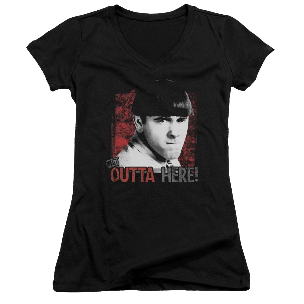 The Three Stooges Get Outta Here Juniors V-Neck T-Shirt Juniors V-Neck T-Shirt The Three Stooges