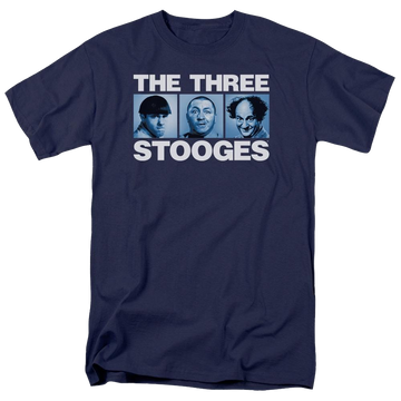 Navy men's regular fit t-shirt with The Three Stooges Three Squares graphic