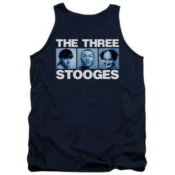 Navy men's tank with The Three Stooges Three Squares graphic