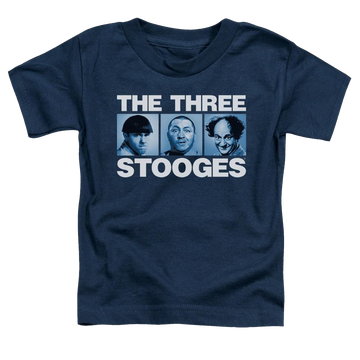 Navy toddler t-shirt with The Three Stooges Three Squares graphic