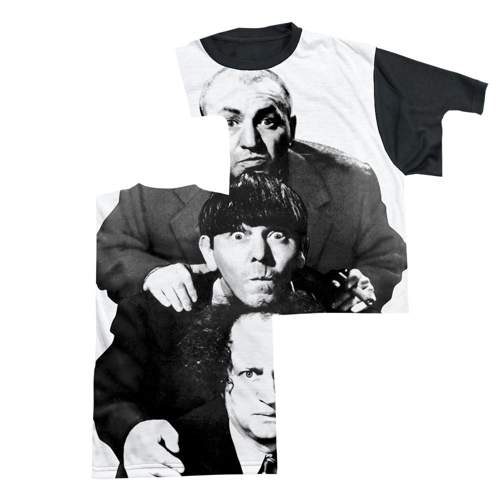 The Three Stooges Three Stacked Men's Black Back T-Shirt Men's Black Back T-Shirt The Three Stooges