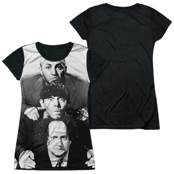 The Three Stooges Three Stacked juniors black back t-shirt