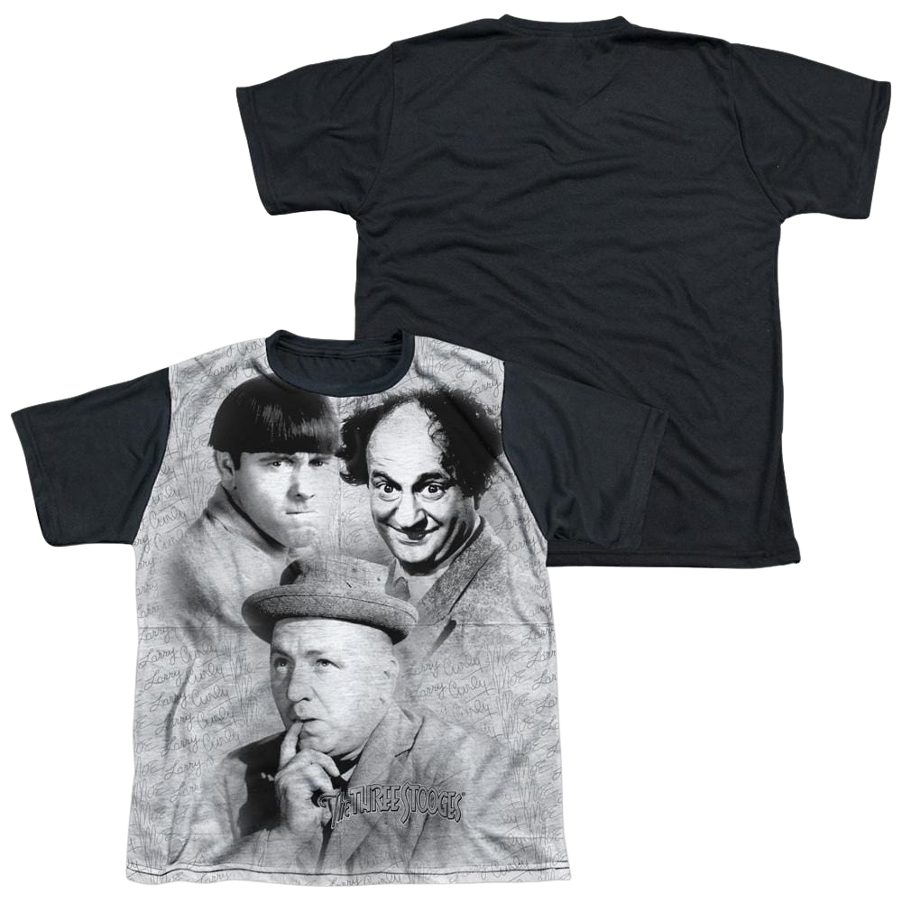 The Three Stooges Signature Youth Black Back T-Shirt (Ages 8-12) Youth Black Back T-Shirt (Ages 8-12) The Three Stooges
