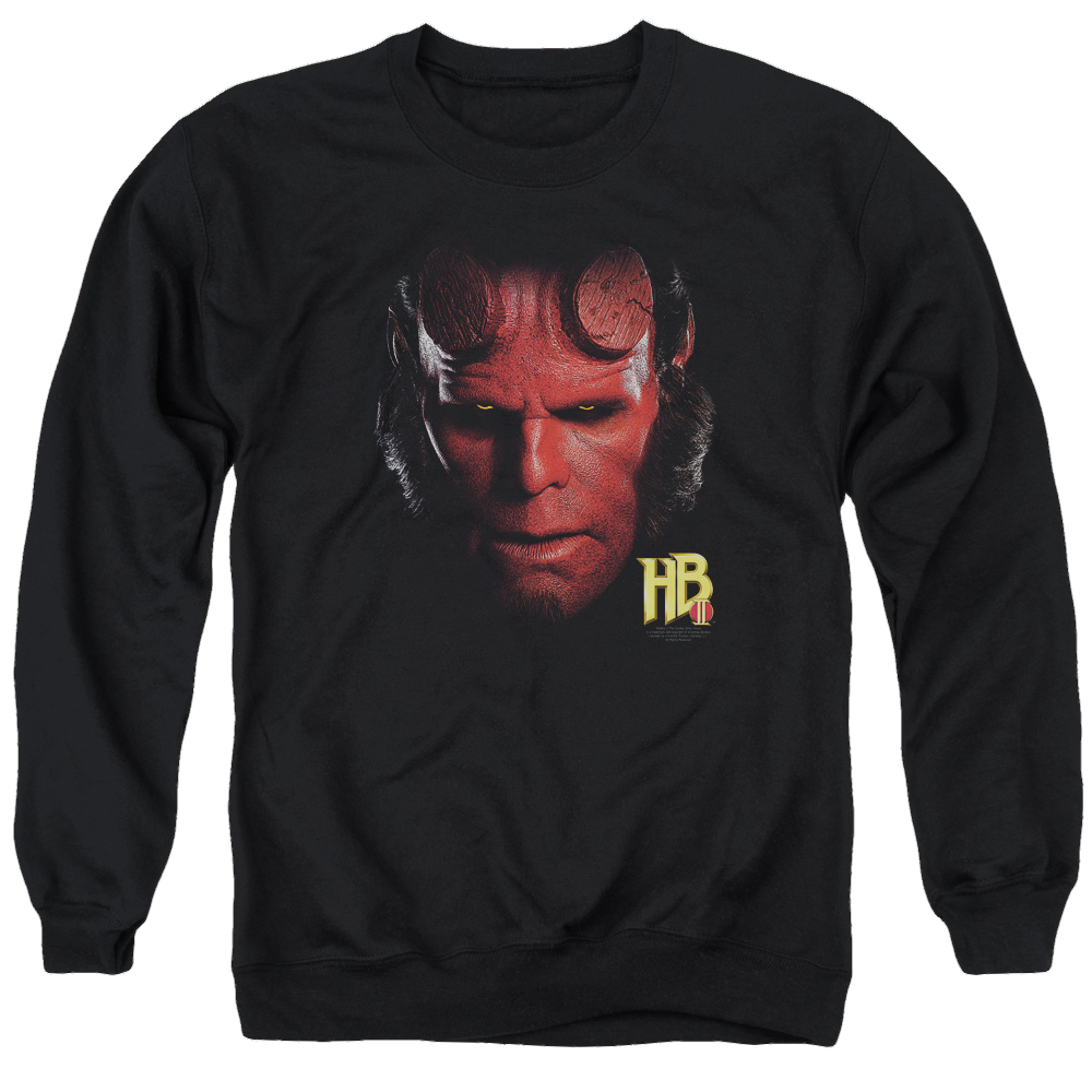 Hellboy 2 The Golden Army Hellboy Head - Men's Crewneck Sweatshirt Men's Crewneck Sweatshirt Hellboy