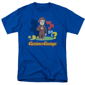 Royal men's regular fit t-shirt with Curious George Who Me graphic