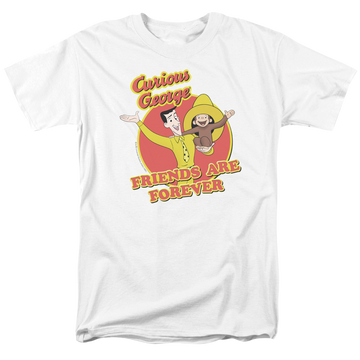 White men's regular fit t-shirt with Curious George Friends graphic