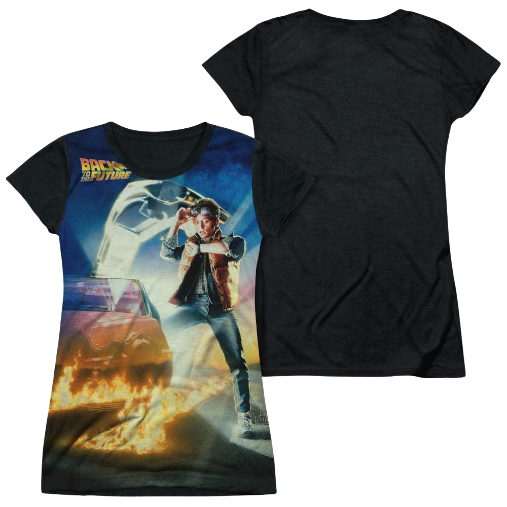 Back To The Future Movie Poster - Juniors Black Back T-Shirt Juniors Black Back T-Shirt Back to the Future