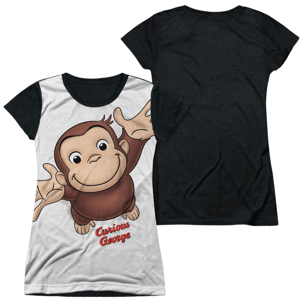 Curious George Hands In The Air - Juniors Black Back T-Shirt Juniors Black Back T-Shirt Curious George