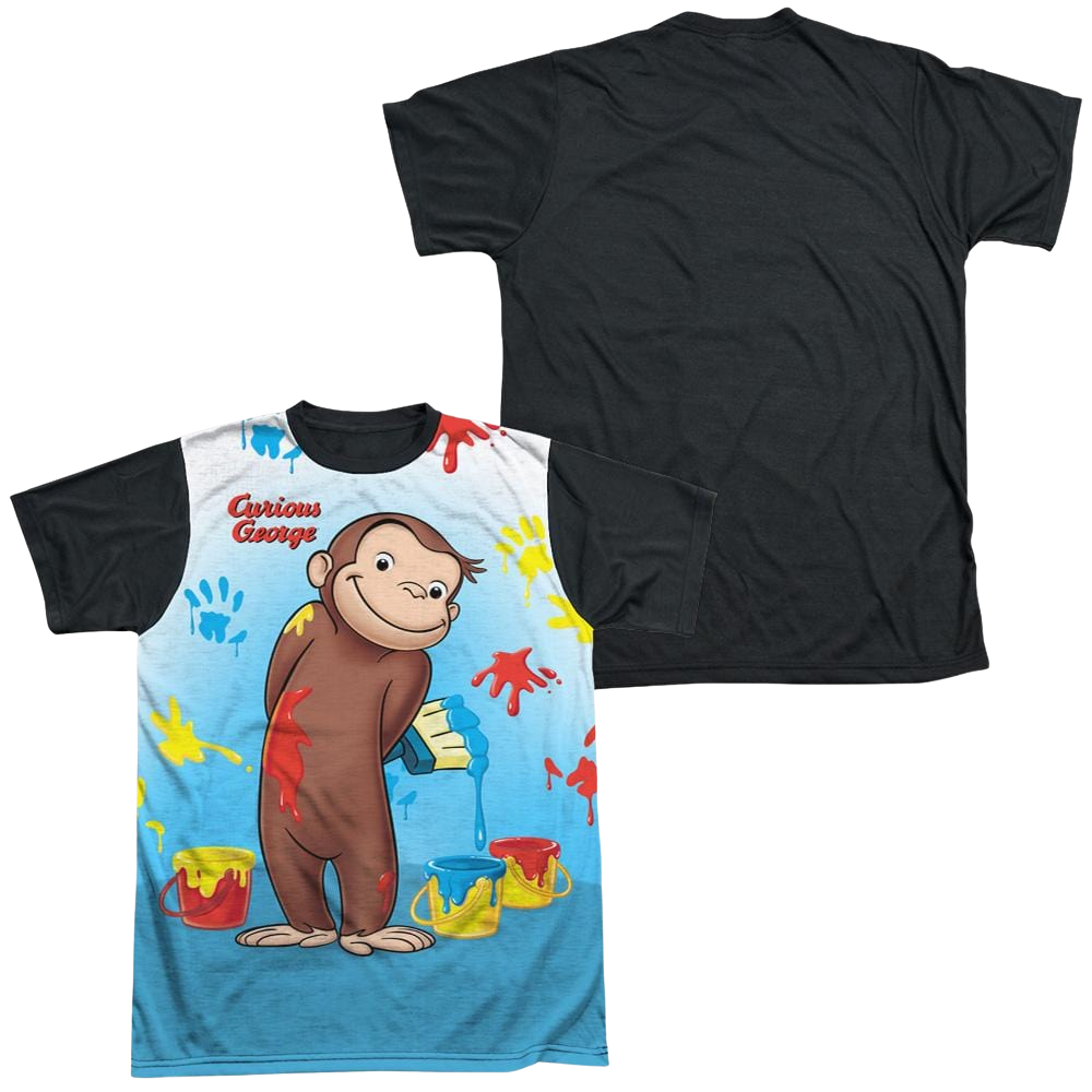 Curious George Paint All Over - Men's Black Back T-Shirt Men's Black Back T-Shirt Curious George