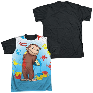 Curious George Paint All Over men's black back t-shirt