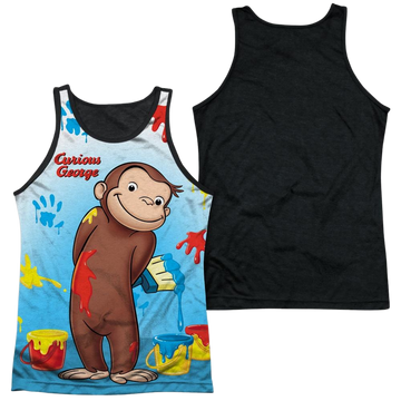 Curious George Paint All Over men's black back tank