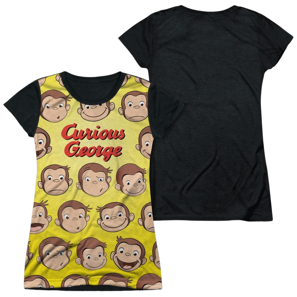 Curious George Curious Faces - Juniors Black Back T-Shirt Juniors Black Back T-Shirt Curious George
